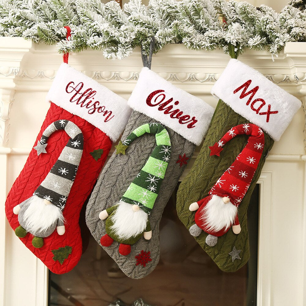 Personalized Knitted Christmas Stockings Custom Name Christmas Stockin