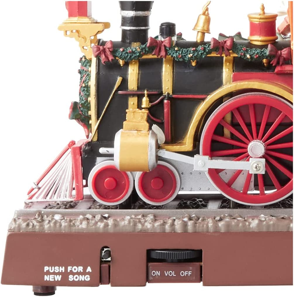 Animated Musical Santa'S Train Express with Working Smokestack, 16.5 Inch, Red