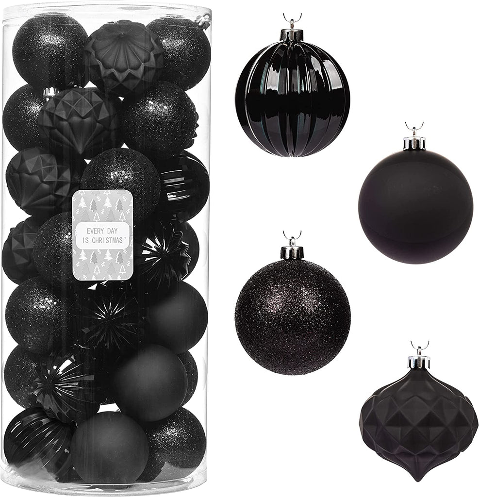 35Ct 70Mm/2.75" Christmas Ornaments, Shatterproof Christmas Tree Ornaments Set, Christmas Balls Decoration (New Black)