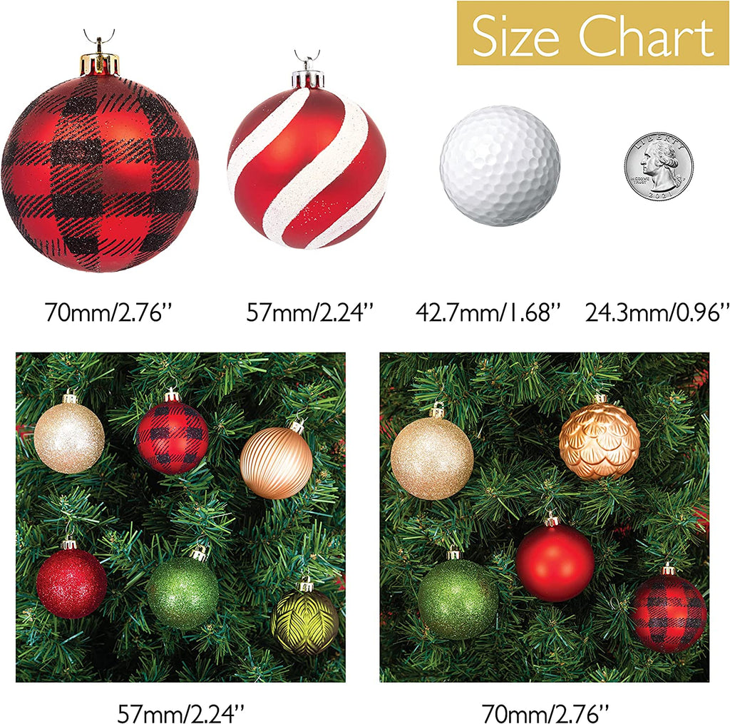 35Ct 70Mm/2.75" Christmas Ornaments, Shatterproof Christmas Tree Ornaments Set, Christmas Balls Decoration (Green, Red, White)