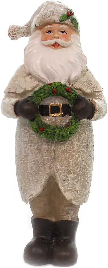 Christmas Wood Look Santa Polyresin Holiday Jolly - 9.75 Inches - 130617 Wreath -