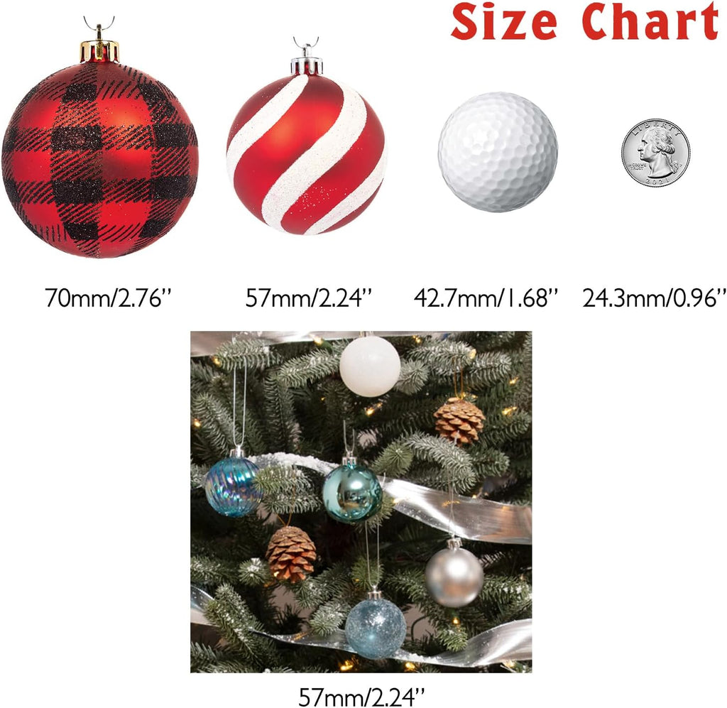 50Ct 57Mm/2.24" Christmas Ornaments, Shatterproof Christmas Tree Ornaments Set, Christmas Balls Decoration (Silver Blue)